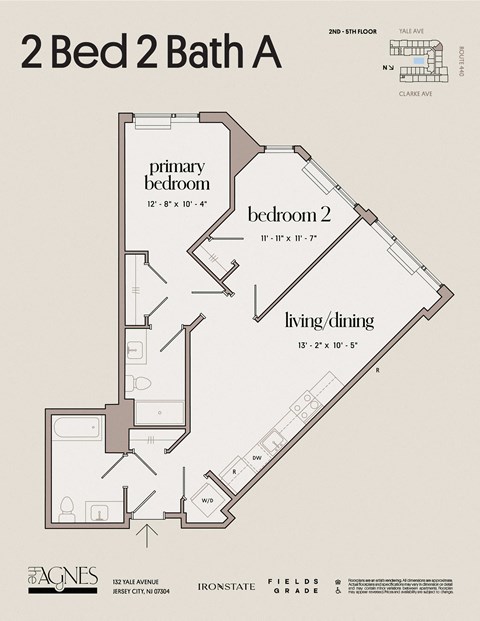 the plan of the 2 bed 2 bath a